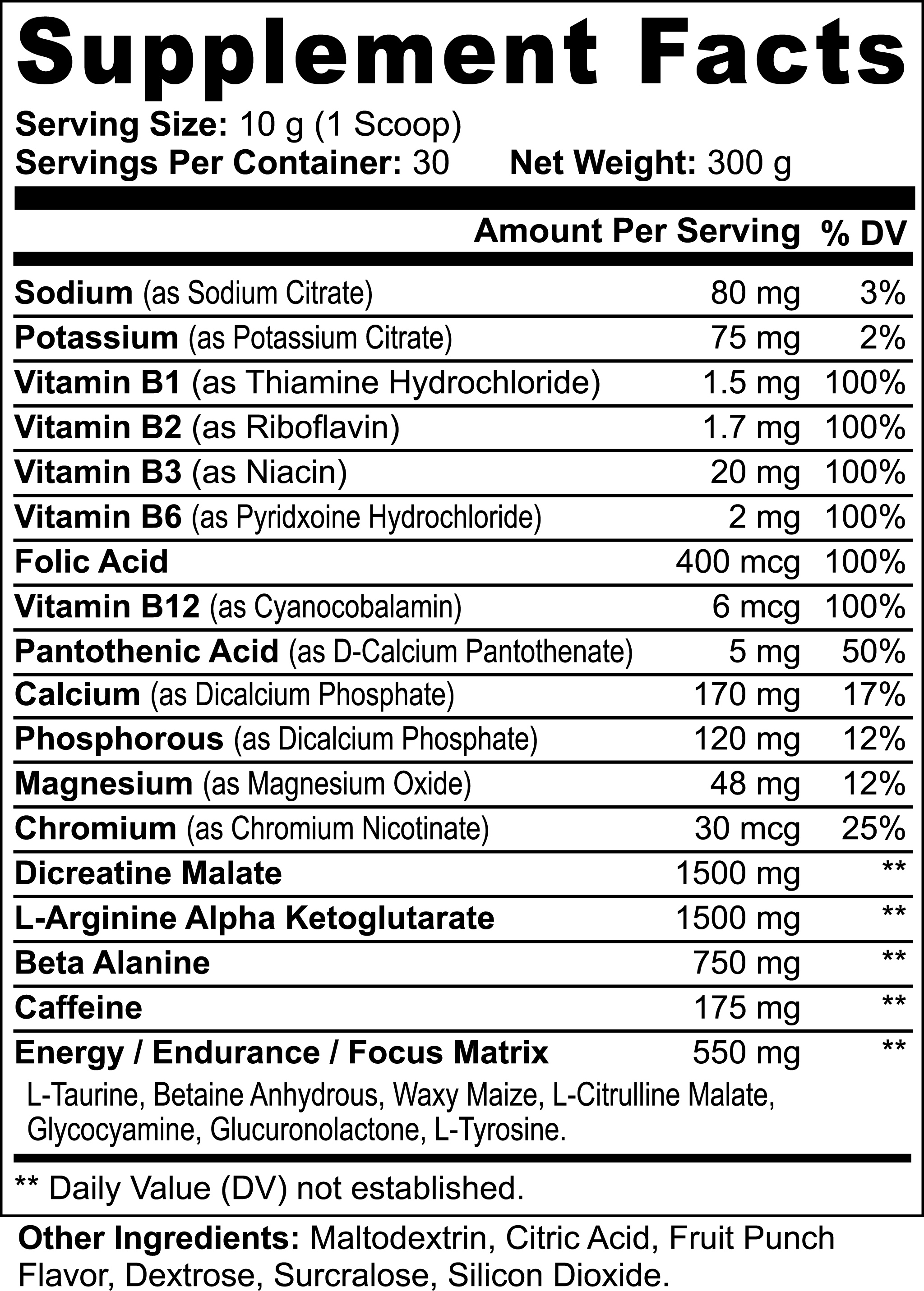 Nitric Shock Pre-Workout  (Fruit Punch) 300g